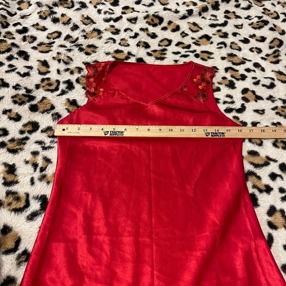 Vintage wow satin red night gown teddy sleep - Picture 5 of 6